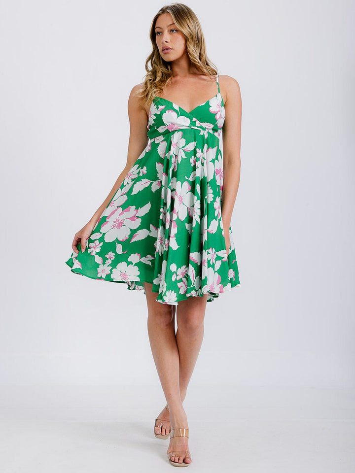 WOMEN'S SLEEVELESS FLORAL PRINT MINI DRESS