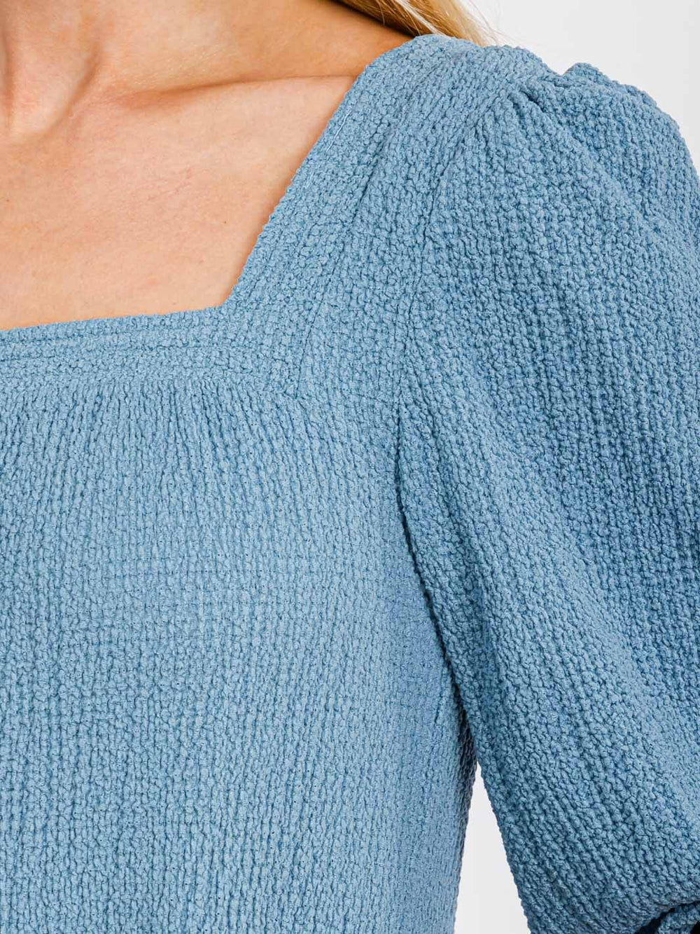 WOMEN'S 3/4 SLEEVE SQUARE NECK TIERES POCKETS MIDI DRESS