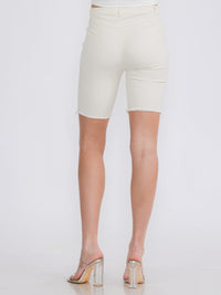 WOMEN'S BUTTON CLOSURE POCKETS DISTRESS STRETCH SHORTS
