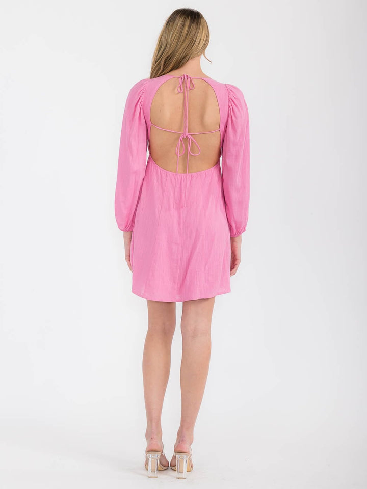 WOMEN'S LONG SLEEVE OPEN BACK MINI DRESS