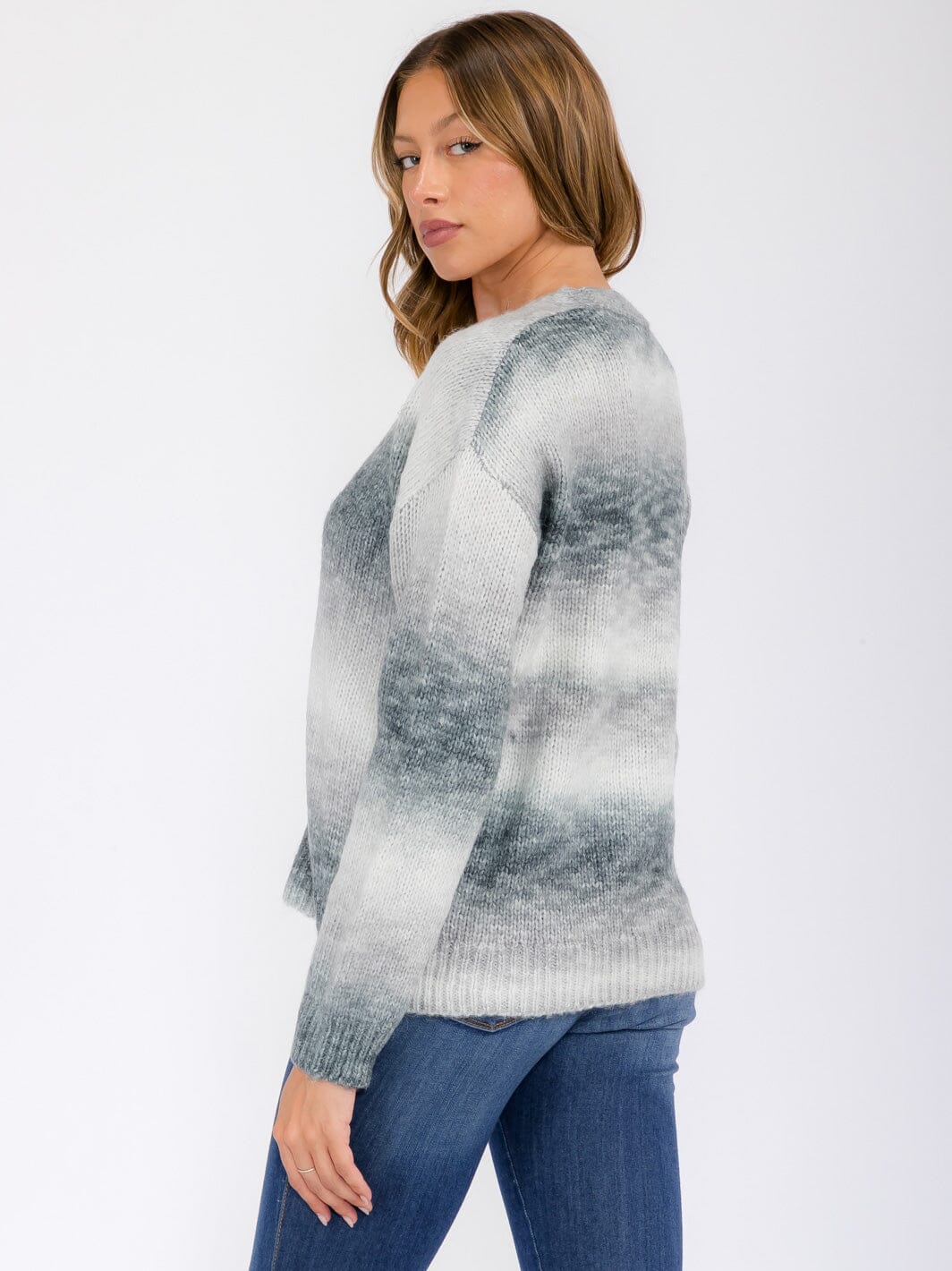 WOMEN'S LONG SLEEVE BUTTON UP COLORBLOCK SWEATER CARDIGAN