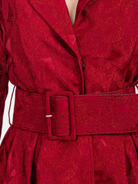 WOMEN'S LONG SLEEVE BUTTON CLOSURE HIGH LOW BELTED DRESS COAT