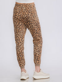 WOMEN'S ELASTIC WAIST POCKETS ANIMAL PRINT JOGGER PANTS