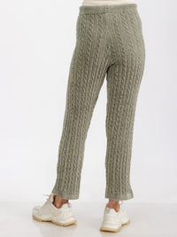 WOMEN'S ELASTIC WAIST SELF TIE KNIT SKINNY LEG SWEAT PANTS