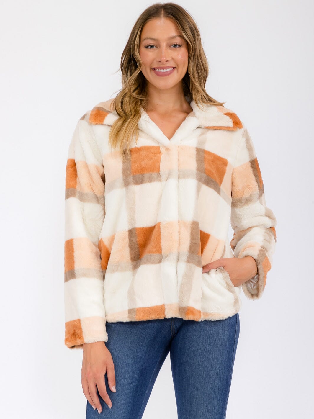 WOMEN'S LONG SLEEVE POCKETS BUTTON UP COLORBLOCK JACKET