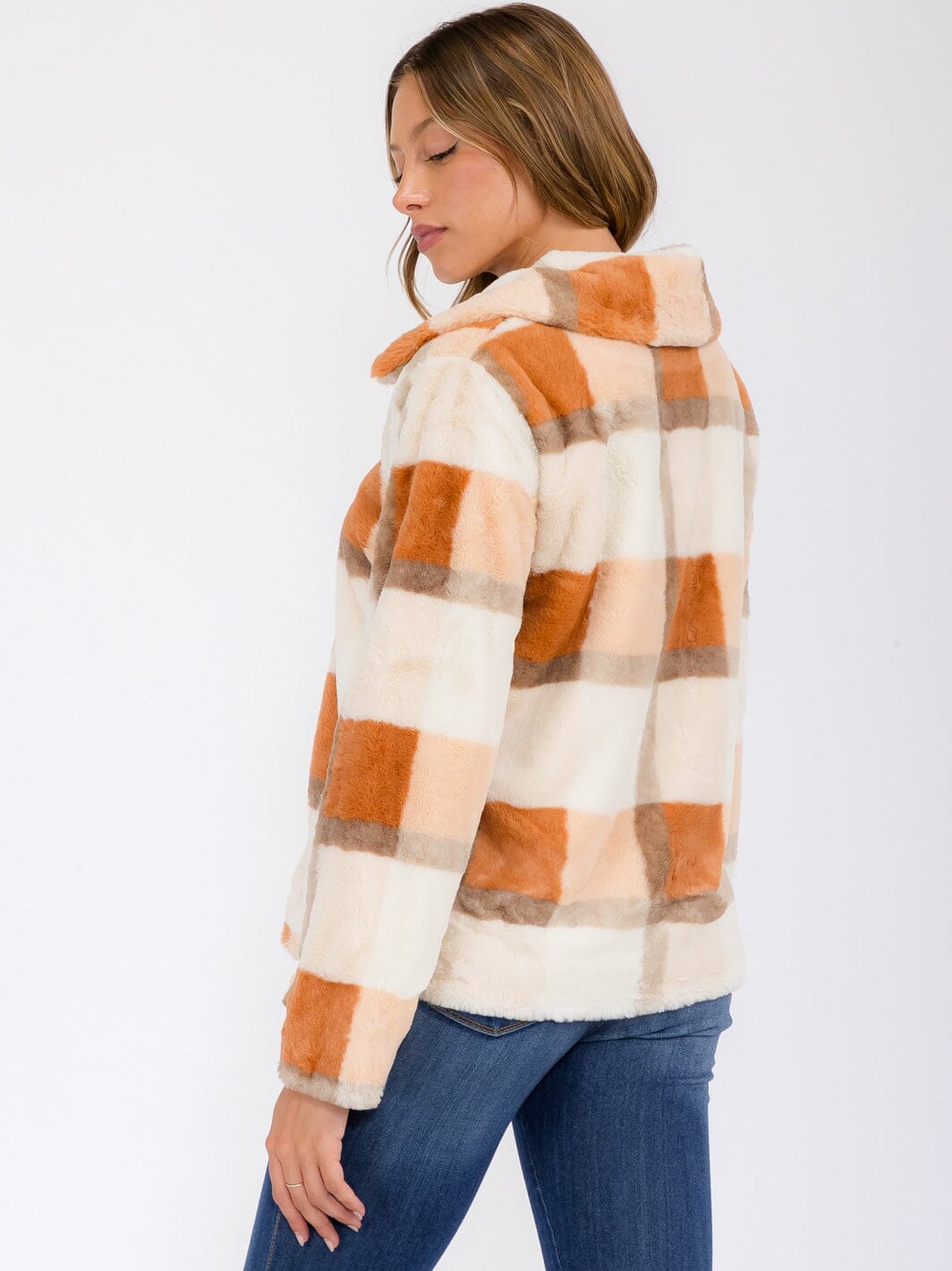 WOMEN'S LONG SLEEVE POCKETS BUTTON UP COLORBLOCK JACKET