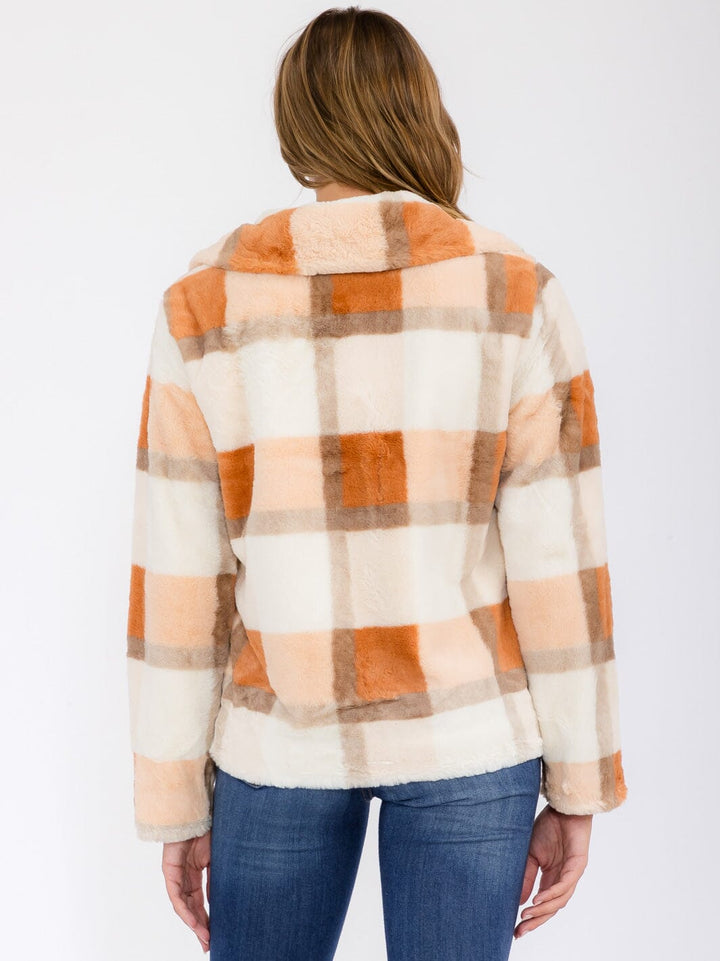 WOMEN'S LONG SLEEVE POCKETS BUTTON UP COLORBLOCK JACKET