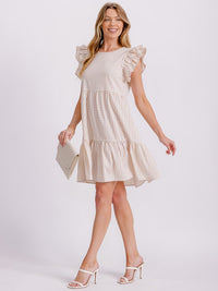 WOMEN'S RUFFLE SLEEVE TIERED TUNIC PLAID MINI DRESS