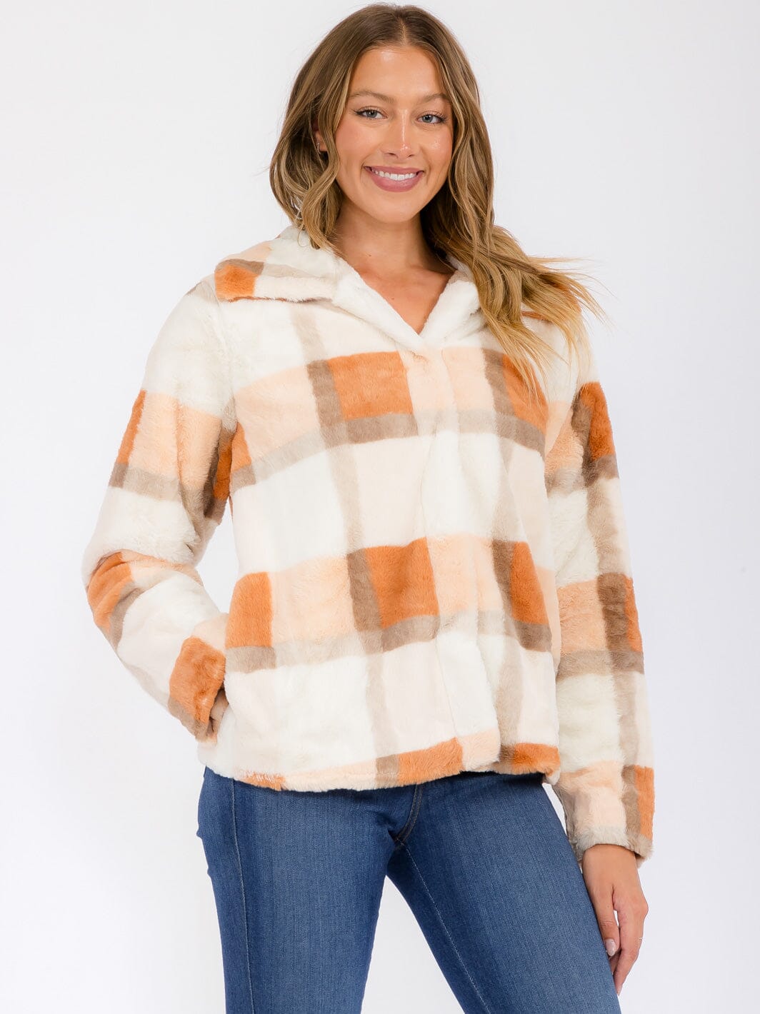 WOMEN'S LONG SLEEVE POCKETS BUTTON UP COLORBLOCK JACKET