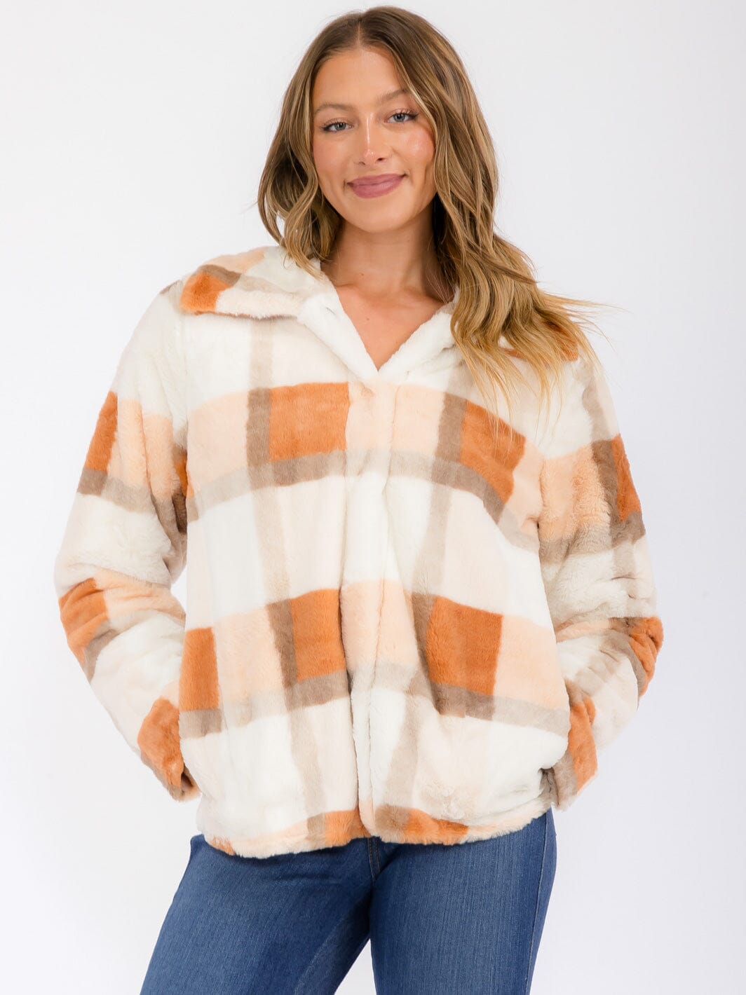 WOMEN'S LONG SLEEVE POCKETS BUTTON UP COLORBLOCK JACKET