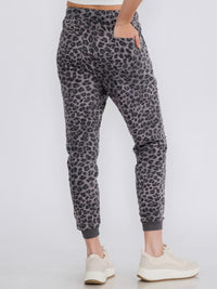 WOMEN'S ELASTIC WAIST POCKETS ANIMAL PRINT JOGGER PANTS