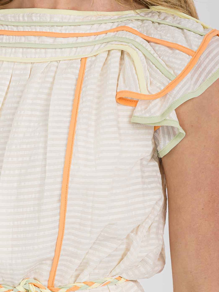 WOMEN'S SHORT RUFFLE SLEEVE MULTI COLOR TUNIC MINI DRESS