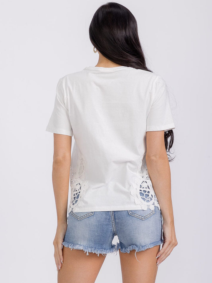 WOMEN'S SHORT SLEEVE KNIT DETAILED TOP