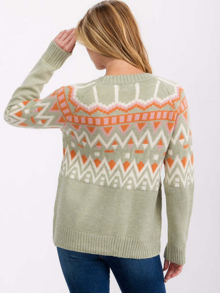 WOMEN'S LONG SLEEVE BUTTON CLOSURE MULTI PRINT CARDIGAN SWEATER