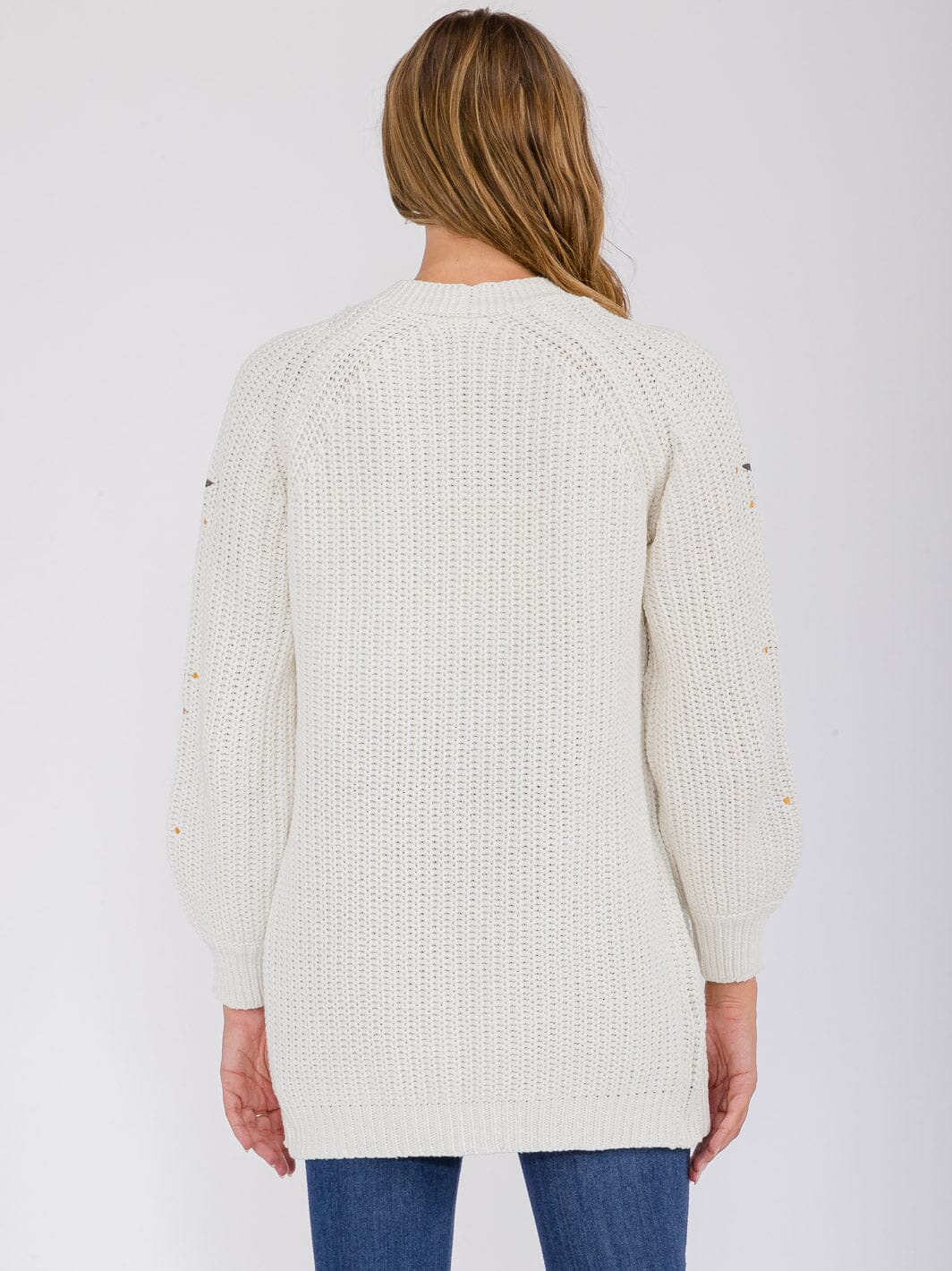 WOMEN'S LONG SLEEVE OPEN FRONT STARS PRINT CARDIGAN