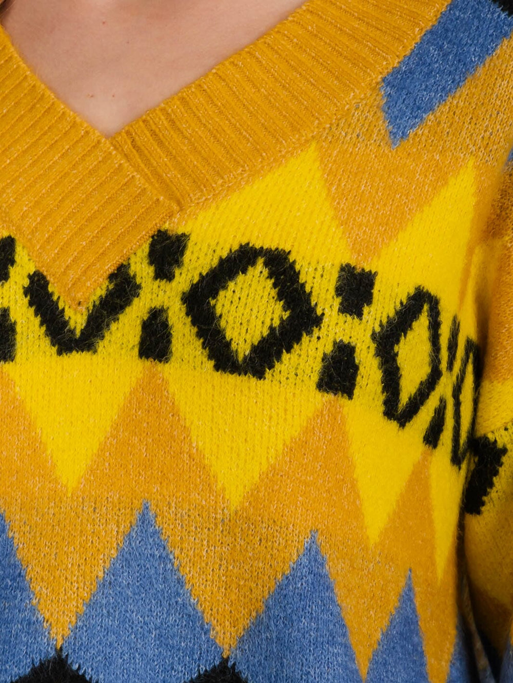 WOMEN'S LONG SLEEVE V-NECK COLORBLOCK PULLOVER OVERSIZE SWEATER