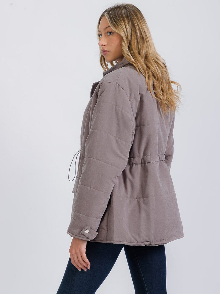 WOMEN'S LONG SLEEVE FRONT POCKETS PUFFER JACKET