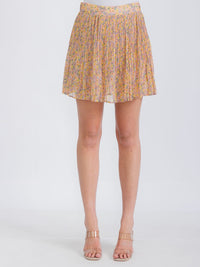 WOMEN'S PLEATED FLORAL MINI SKRT
