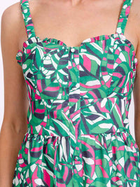 WOMEN'S SLEEVELESS BUTTON UP MULTI PRINT MIDI DRESS