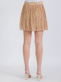 WOMEN'S PLEATED FLORAL MINI SKRT