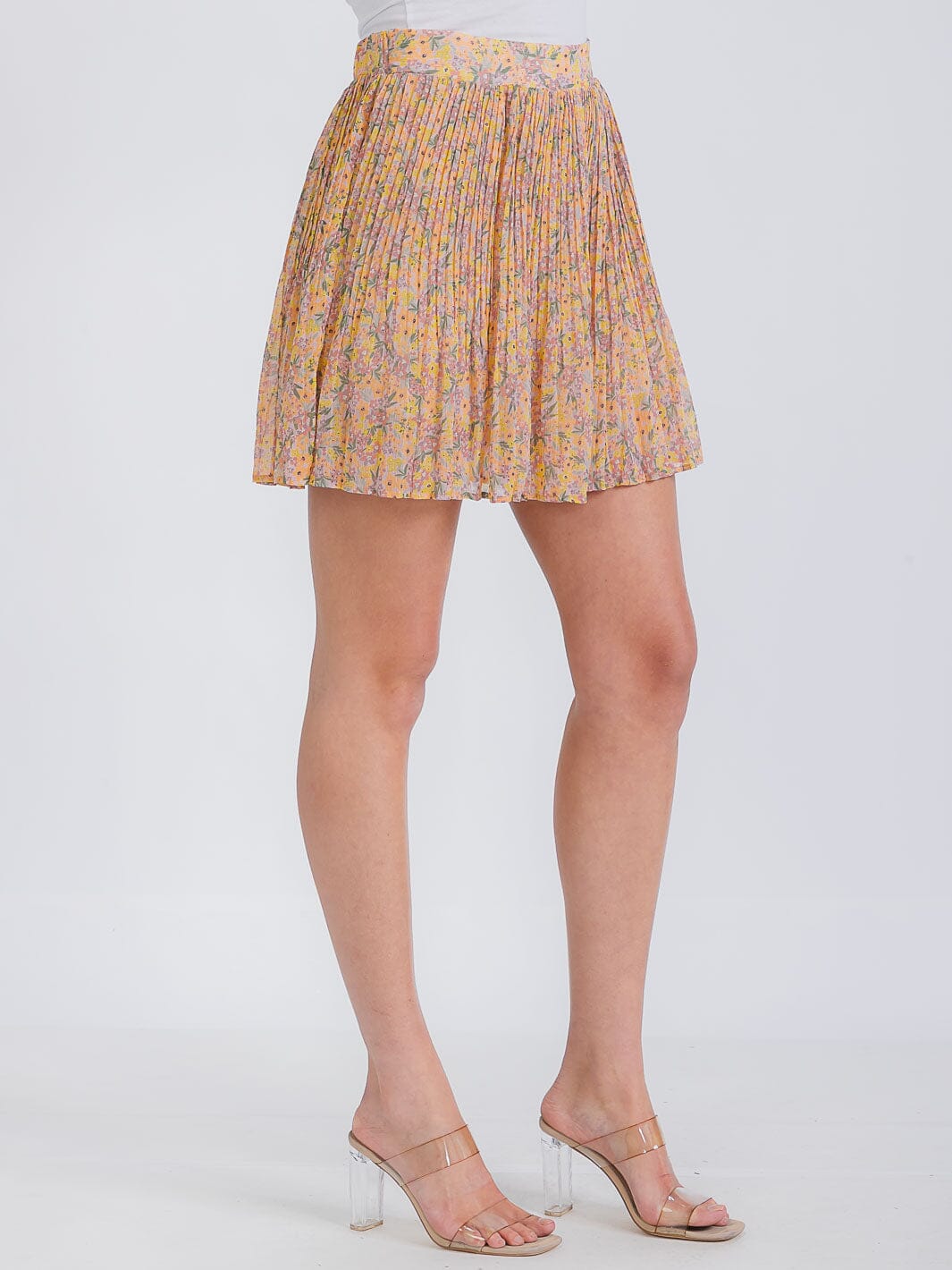 WOMEN'S PLEATED FLORAL MINI SKRT