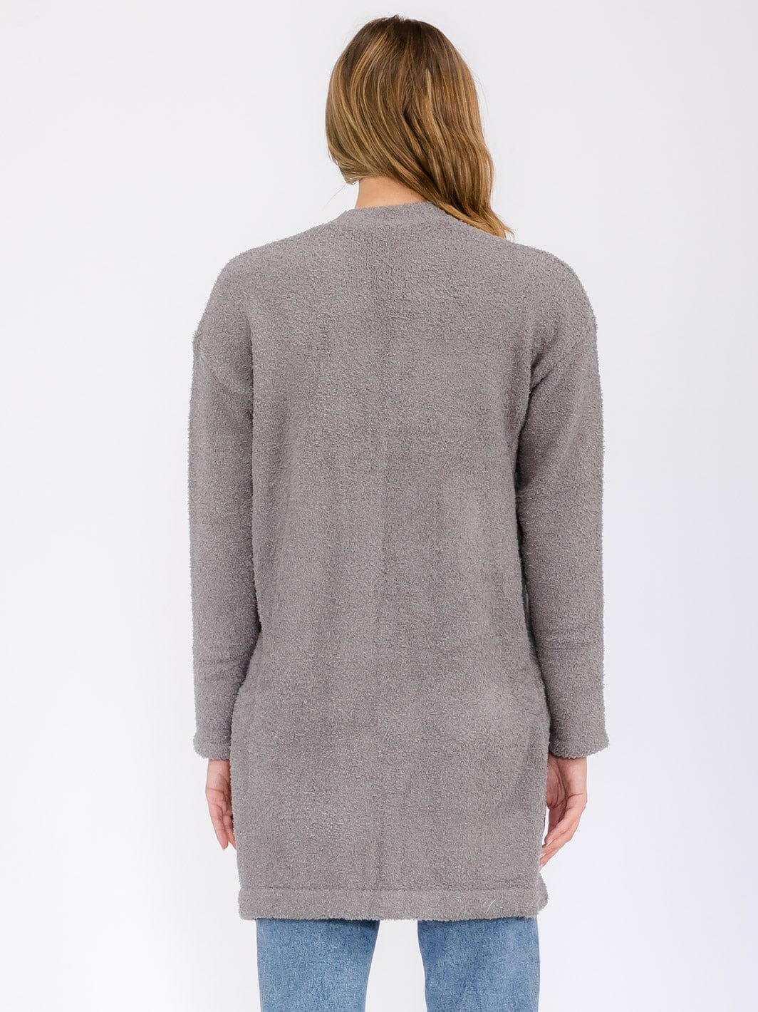 WOMEN'S LONG SLEEVE OPEN FRONT STRIPES POCKETS CARDIGAN