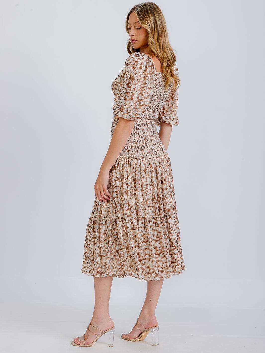 WOMEN'S SHORT SLEEVE SMOCKED BACK TOP