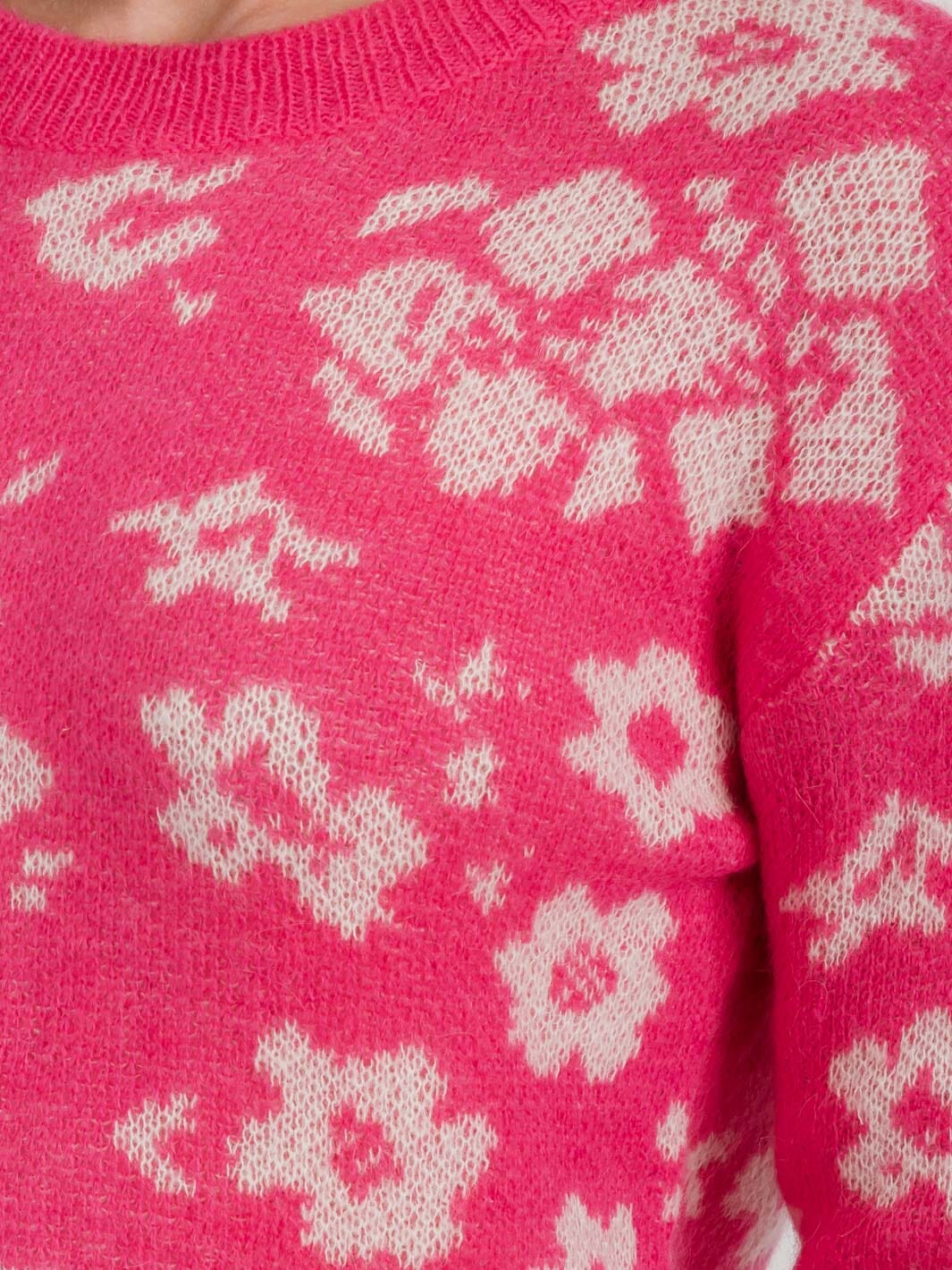 WOMEN'S LONG SLEEVE COLORBLOCK FLORAL PULLOVER SWEATER