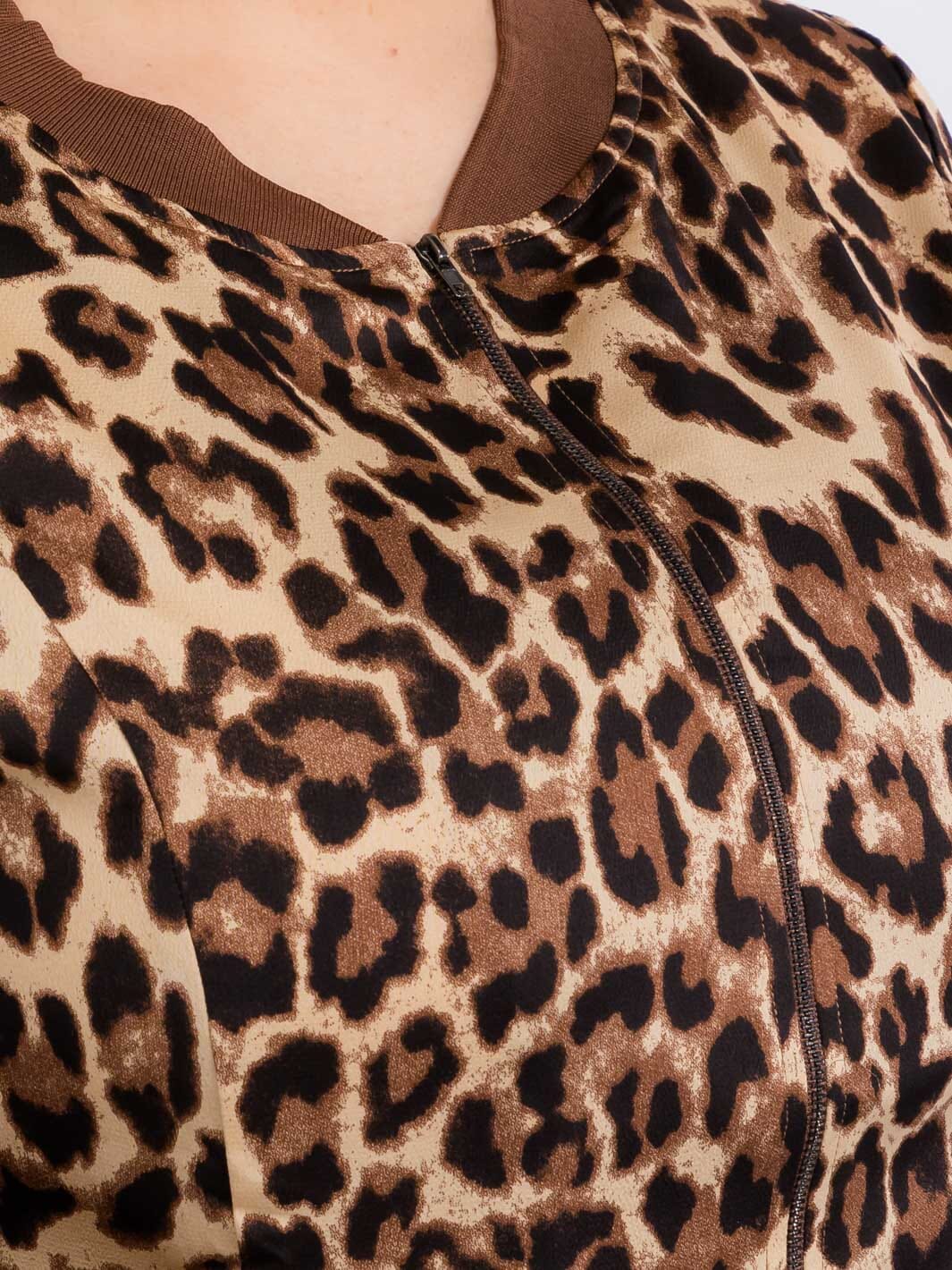 PLUS SIZE LONG SLEEVE ZIPPER CLOSURE ANIMAL PRINT JACKET