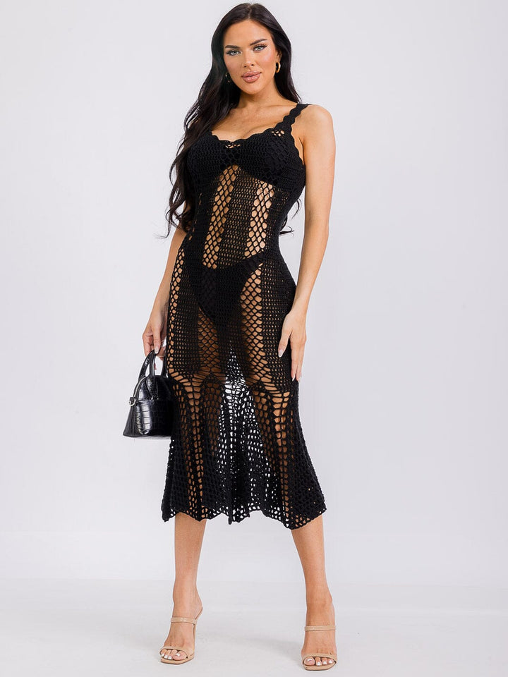 WOMEN'S SLEEVELESS BODYCON KNIT MIDI DRESS