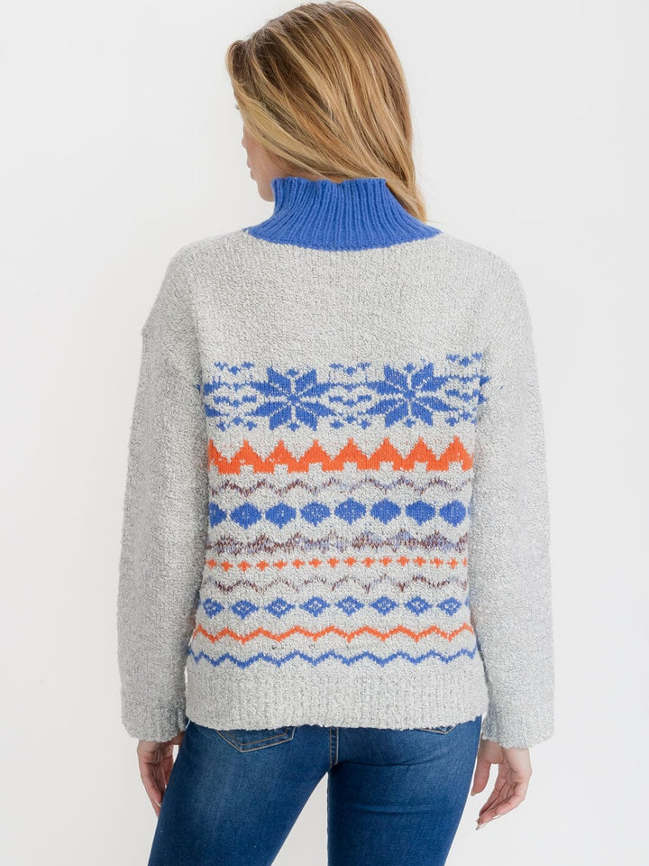 WOMEN'S LONG SLEEVE TURTLE NECK COLORBLOCK PULLOVER SWEATER