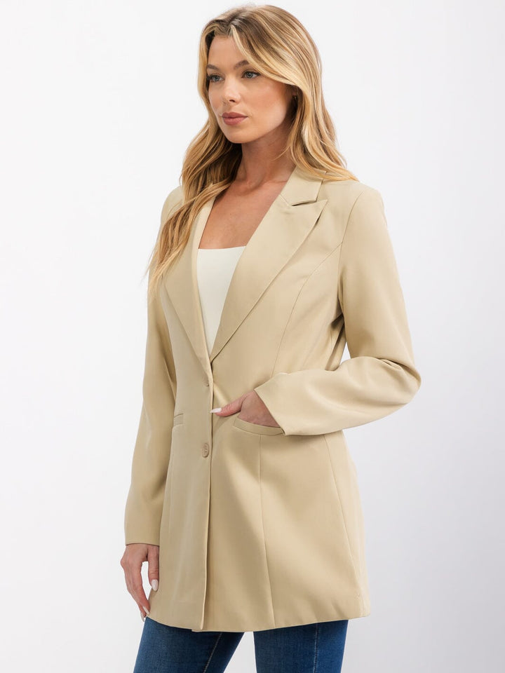 WOMEN'S LONG SLEEVE BUTTON CLOSURE FRONT POCKETS BLAZER