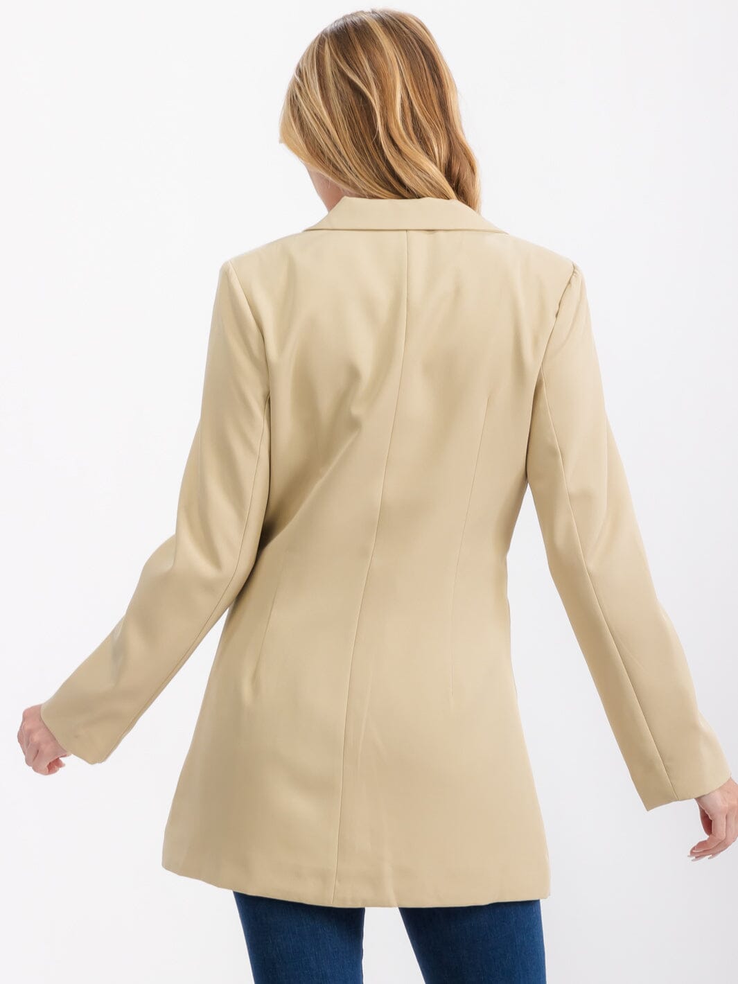 WOMEN'S LONG SLEEVE BUTTON CLOSURE FRONT POCKETS BLAZER