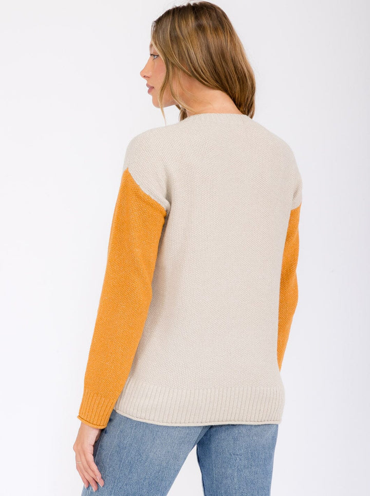 WOMEN'S LONG SLEEVE BUTTON UP COLORBLOCK BLOUSE TOP