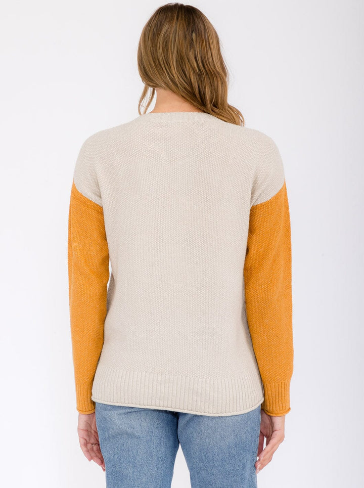 WOMEN'S LONG SLEEVE BUTTON UP COLORBLOCK BLOUSE TOP