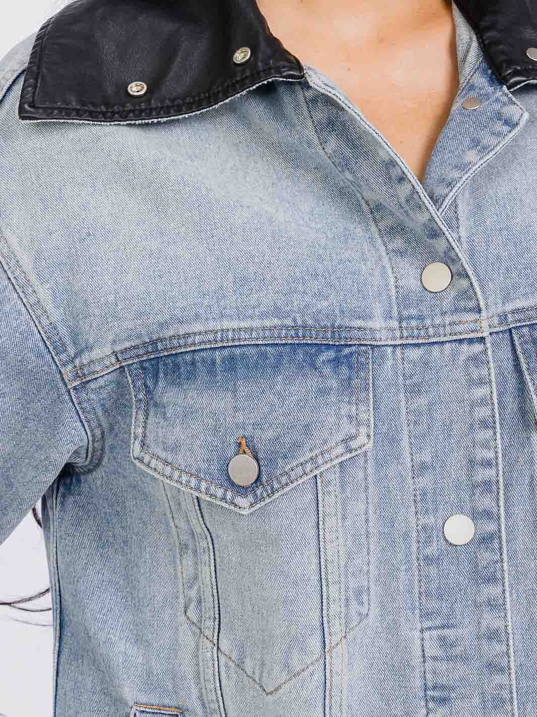 WOMEN'S LONG SLEEVE BUTTON UP FRONT POCKETS DENIM MAXI DRESS