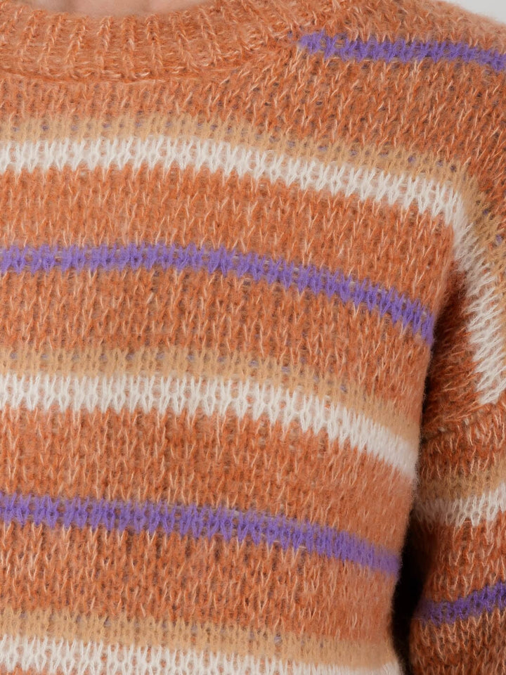 WOMEN'S LONG SLEEVE STRIPES COLORBLOCK PULLOVER SWEATER