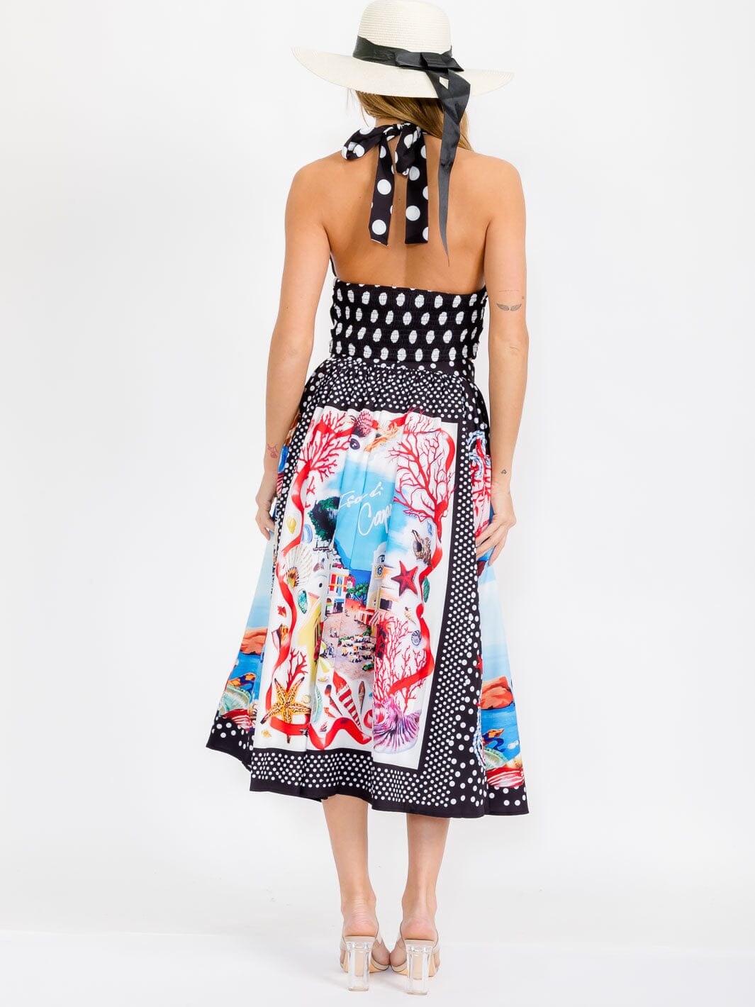 WOMEN'S SLEEVELESS CROP TOP & XIP UP MAXI SKIRT MULTI PRINT 2PC. SET