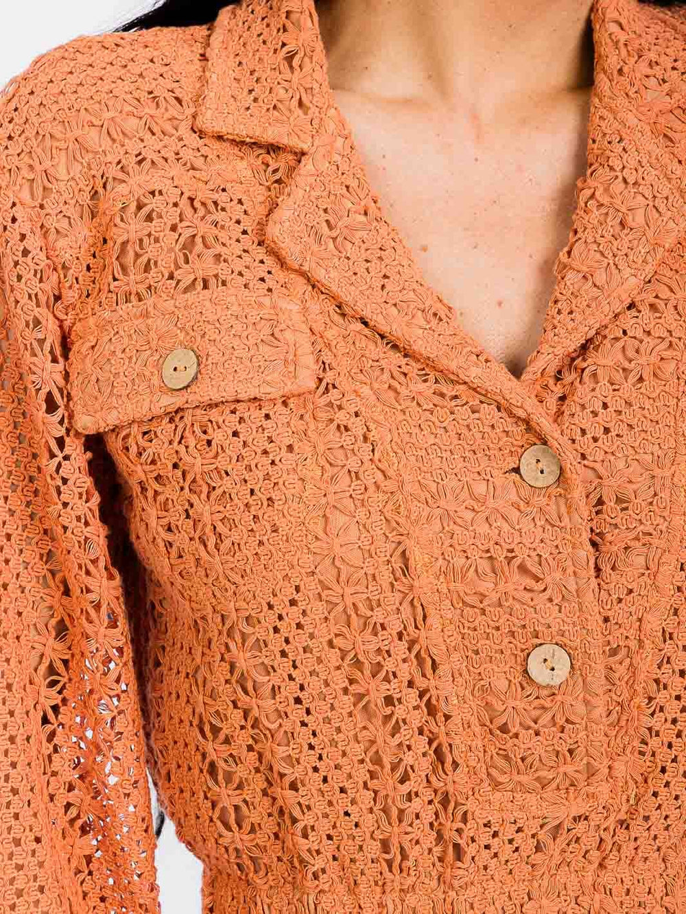 WOMEN'S LONG SLEEVE BUTTON UP FRONT POCKETS KNITTED ROMPER