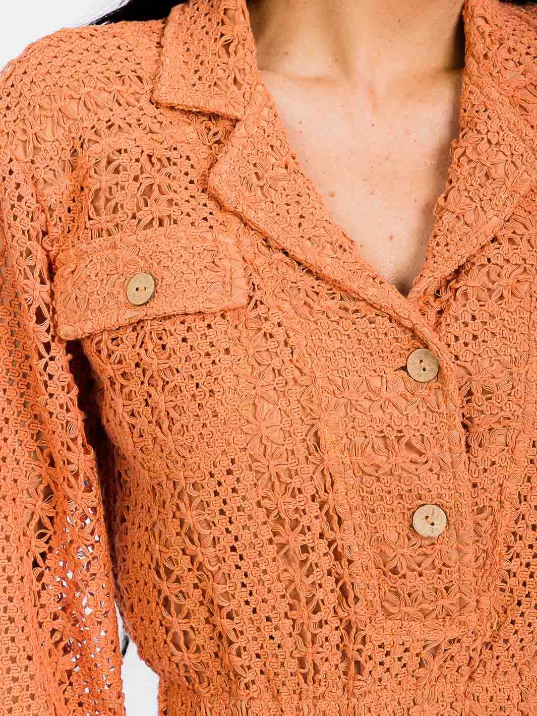 WOMEN'S LONG SLEEVE BUTTON UP FRONT POCKETS KNITTED ROMPER