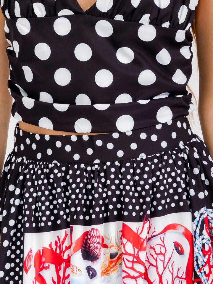 WOMEN'S SLEEVELESS CROP TOP & XIP UP MAXI SKIRT MULTI PRINT 2PC. SET