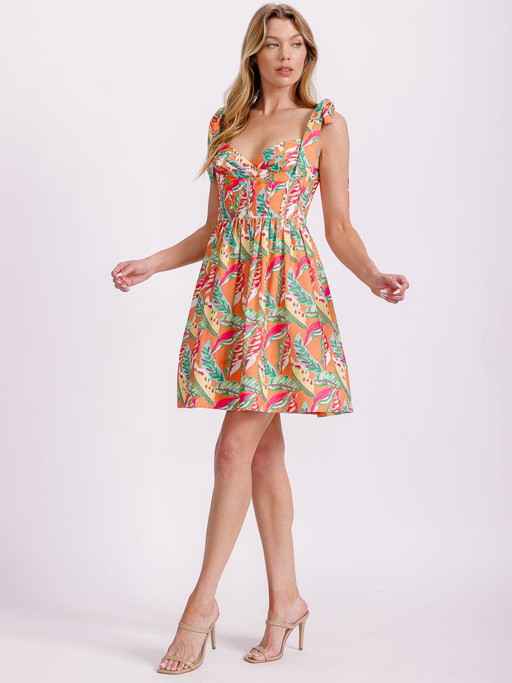 WOMEN'S SLEEVELESS V-NECK FIT & FLARE SMOCK FLORAL MINI DRESS