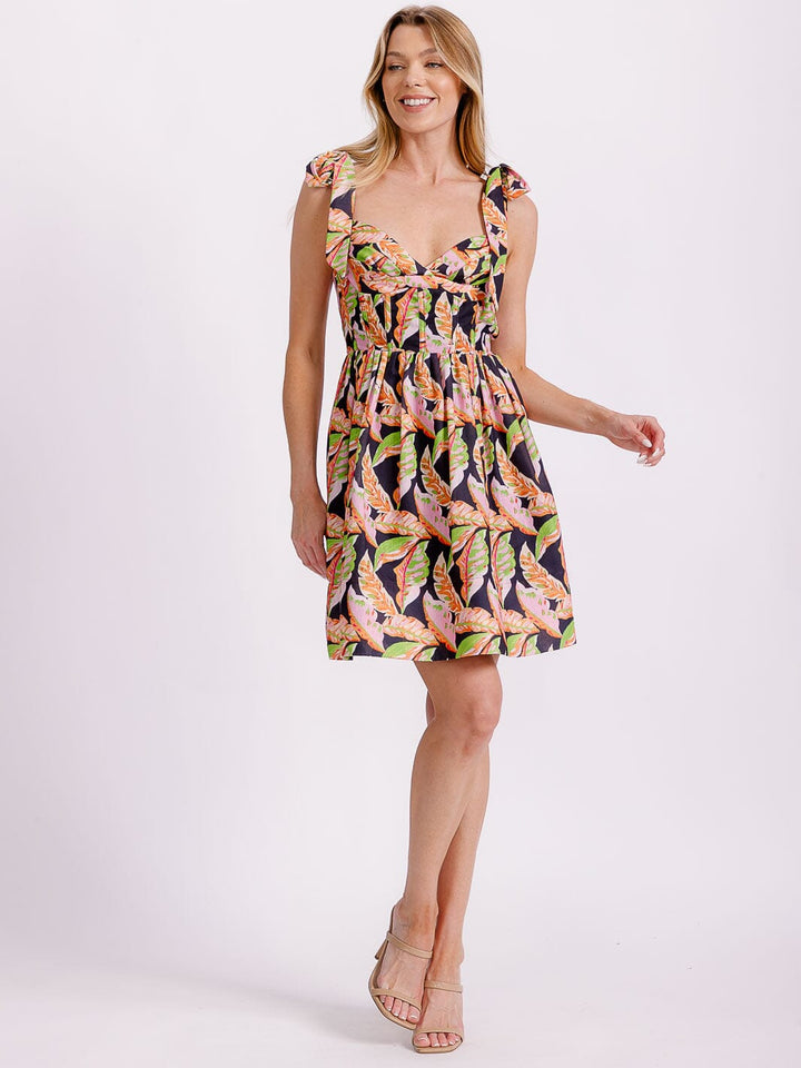 WOMEN'S SLEEVELESS V-NECK FIT & FLARE SMOCK FLORAL MINI DRESS