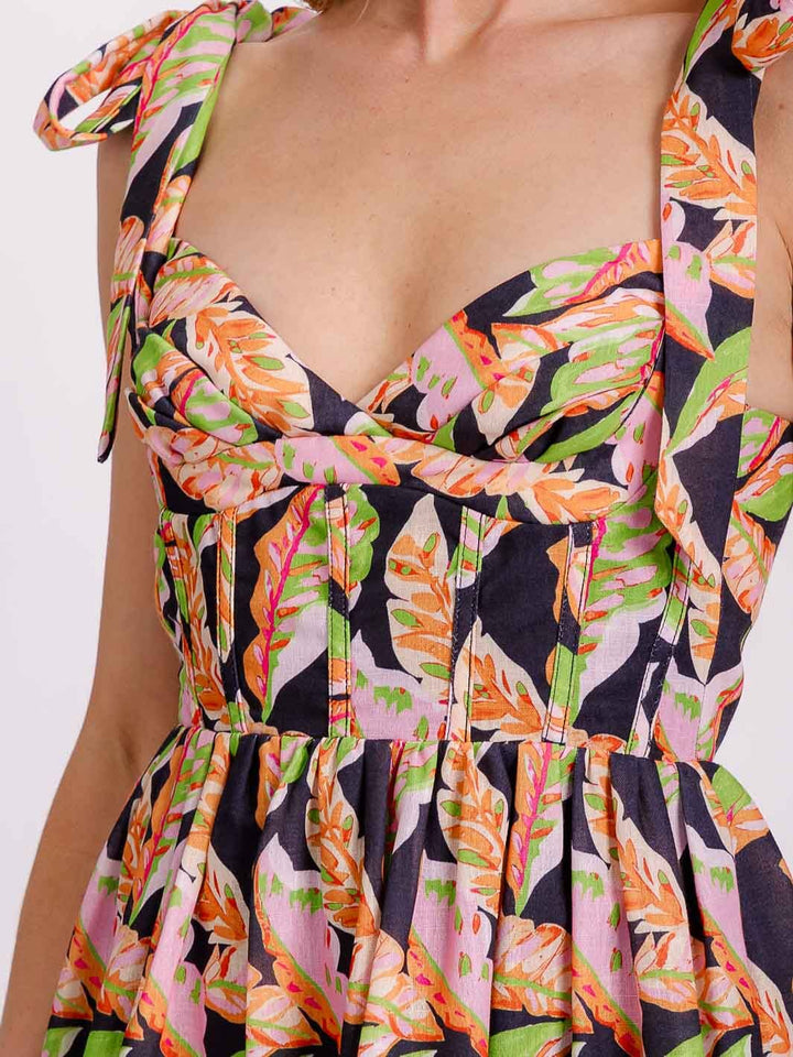 WOMEN'S SLEEVELESS V-NECK FIT & FLARE SMOCK FLORAL MINI DRESS