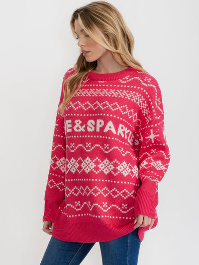WOMEN'S LONG SLEEVE MULTI PRINT PULLOVER OVERSIZED SWEATER