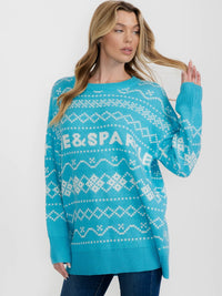 WOMEN'S LONG SLEEVE MULTI PRINT PULLOVER OVERSIZED SWEATER