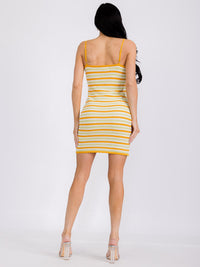 WOMEN'S SLEEVELESS COLORBLOCK STRIPES KNIT MINI DRESS