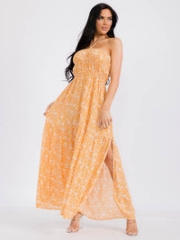 WOMEN'S SLEEVELESS ELASTIC WAIST FLORAL MAXI DRESS