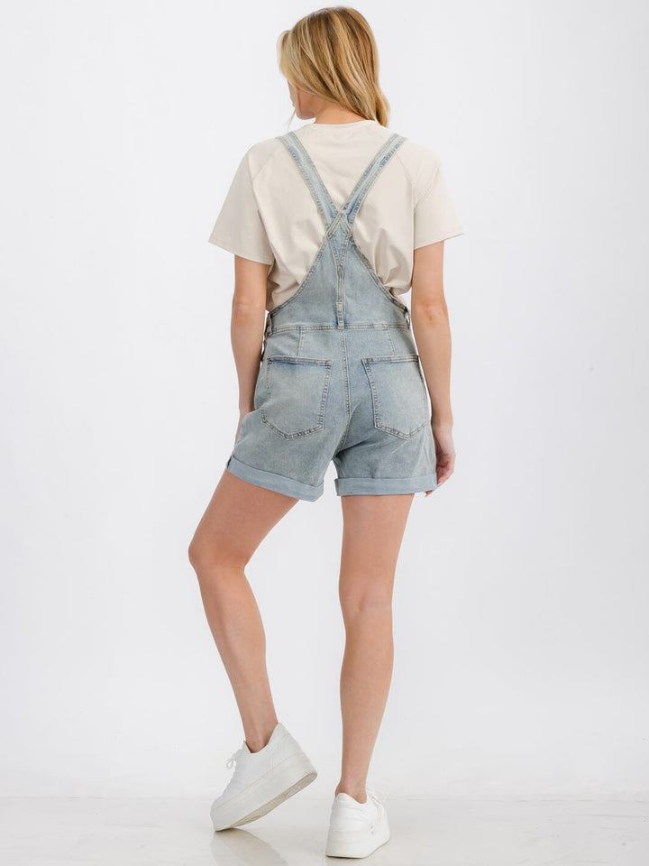 WOMEN'S BUTTON CLOSURE POCKETS DENIM OVERALL
