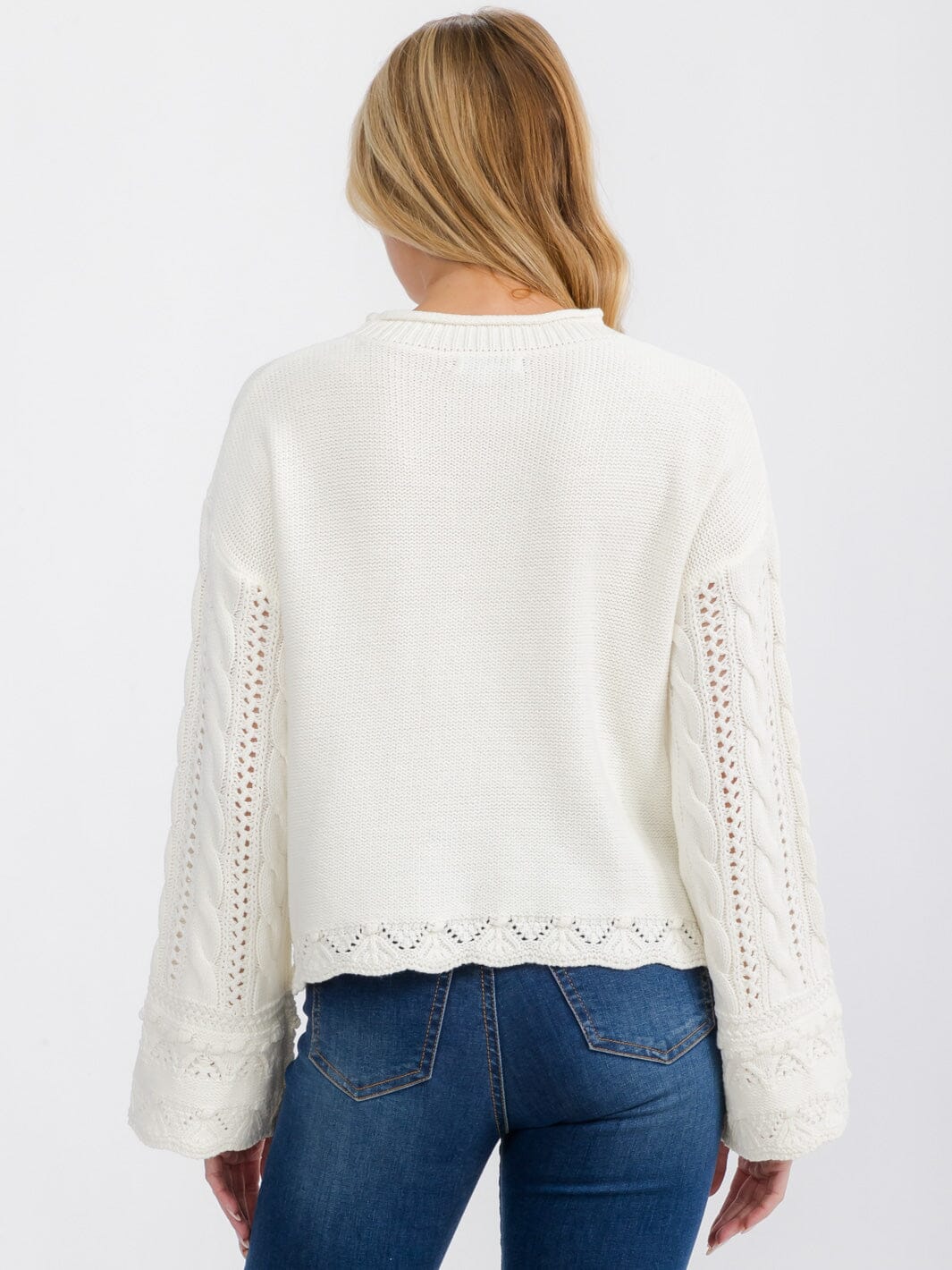WOMEN'S LONG BELL SLEEVE DETAILED KNIT TOP